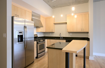 Condo Apartment Contemporary Kitchen. Granite counters, stainles